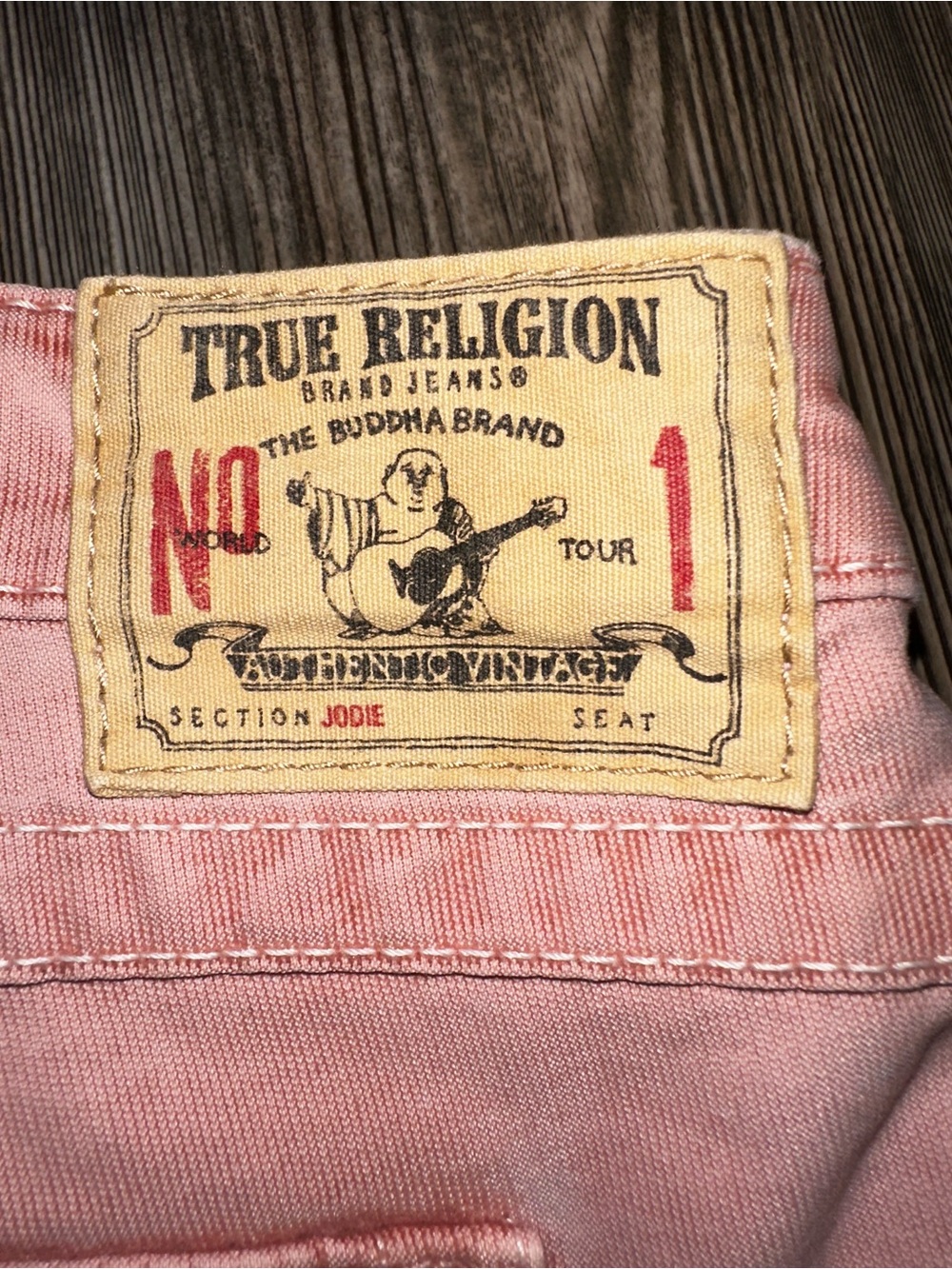 True Religion Jodie Terracotta Non Denim Women’s 9” Rise Rose Pink Jeans Size 32 - Picture 2 of 9